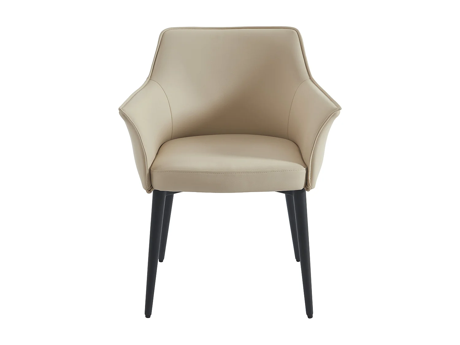 Lot de 6 chaises avec accoudoirs en simili et métal noir - Beige - MIALOV