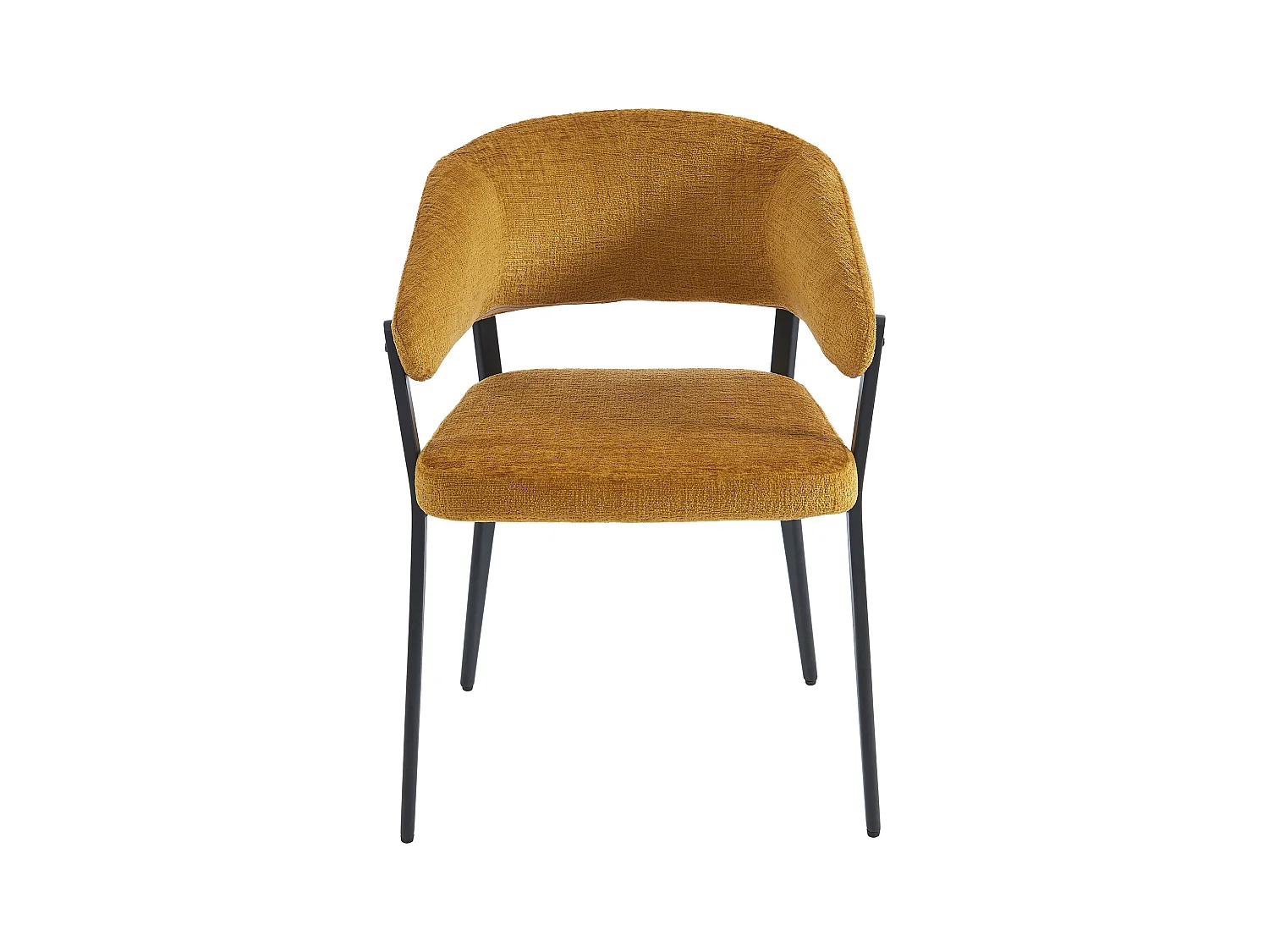 Lot de 6 chaises avec accoudoirs en tissu et métal noir - Jaune moutarde - AVRELA