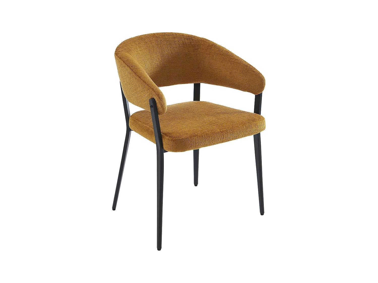 Lot de 6 chaises avec accoudoirs en tissu et métal noir - Jaune moutarde - AVRELA