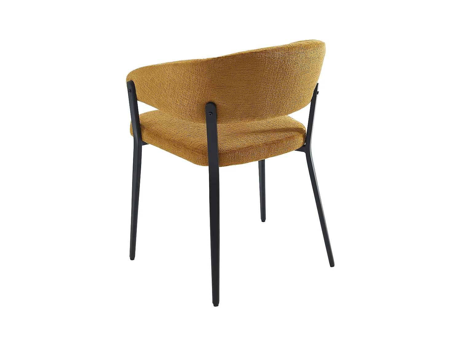 Lot de 6 chaises avec accoudoirs en tissu et métal noir - Jaune moutarde - AVRELA