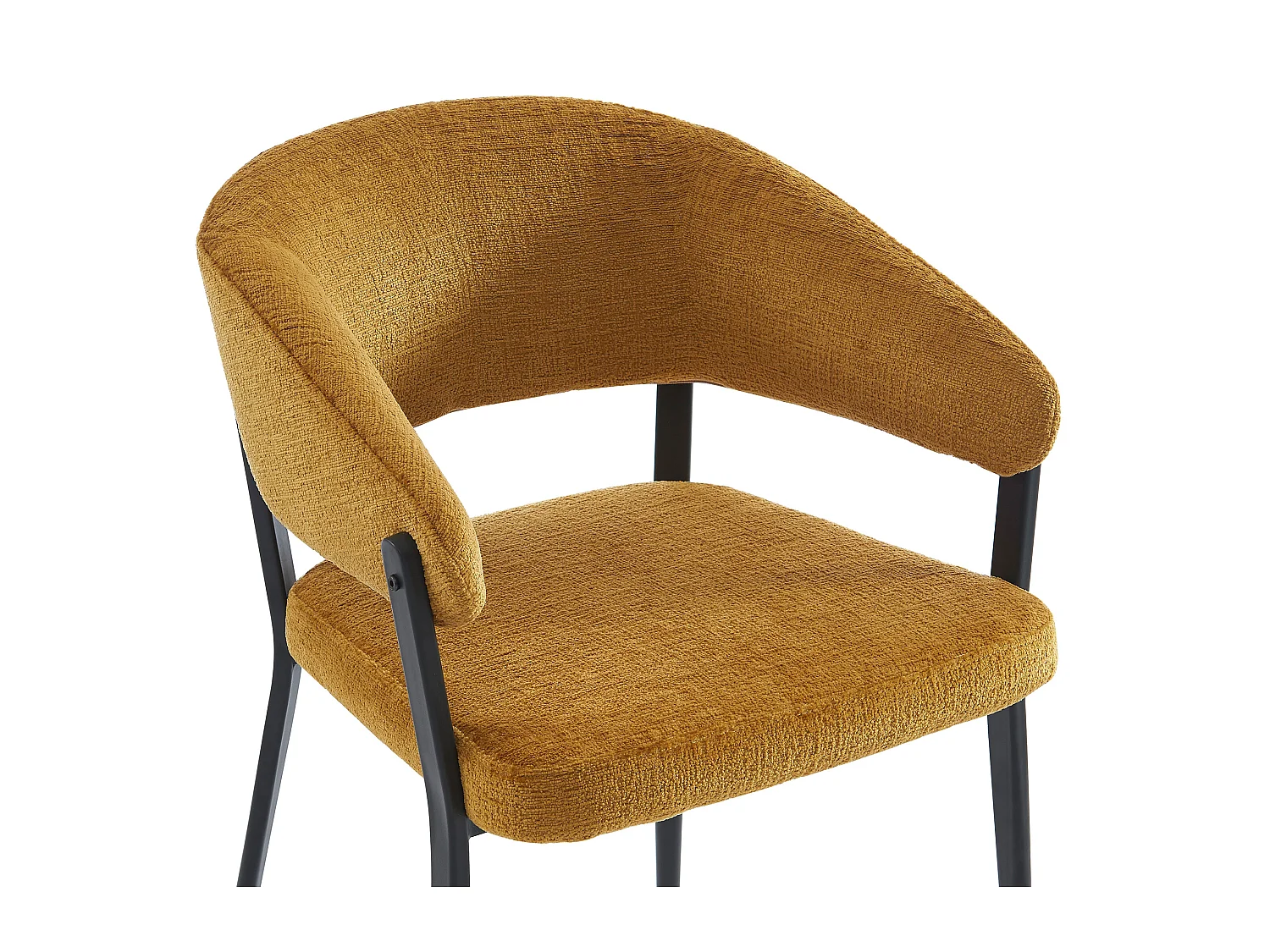 Lot de 6 chaises avec accoudoirs en tissu et métal noir - Jaune moutarde - AVRELA