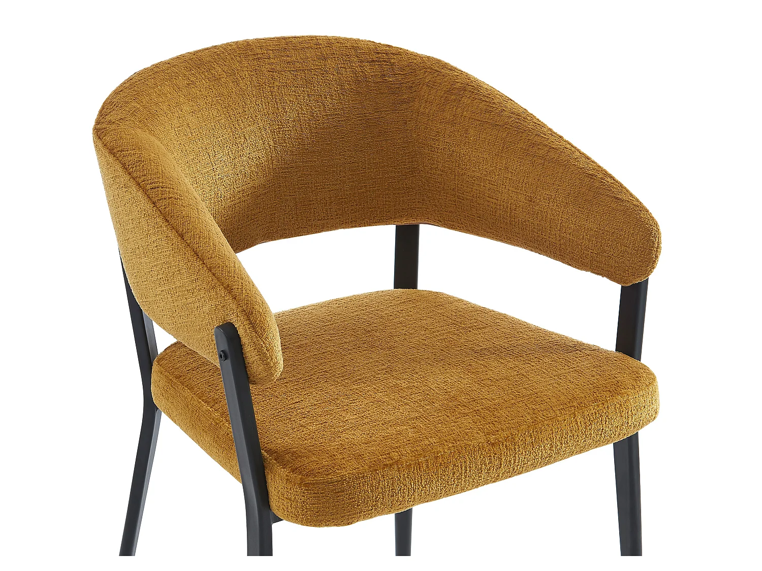 Lot de 6 chaises avec accoudoirs en tissu et métal noir - Jaune moutarde - AVRELA
