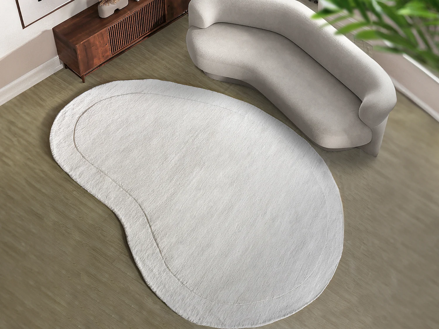 Organisch tapijt van 100% wol, handgemaakt - 150 x 200 cm - 2200 g/m2 - Crèmewit - WILLOW