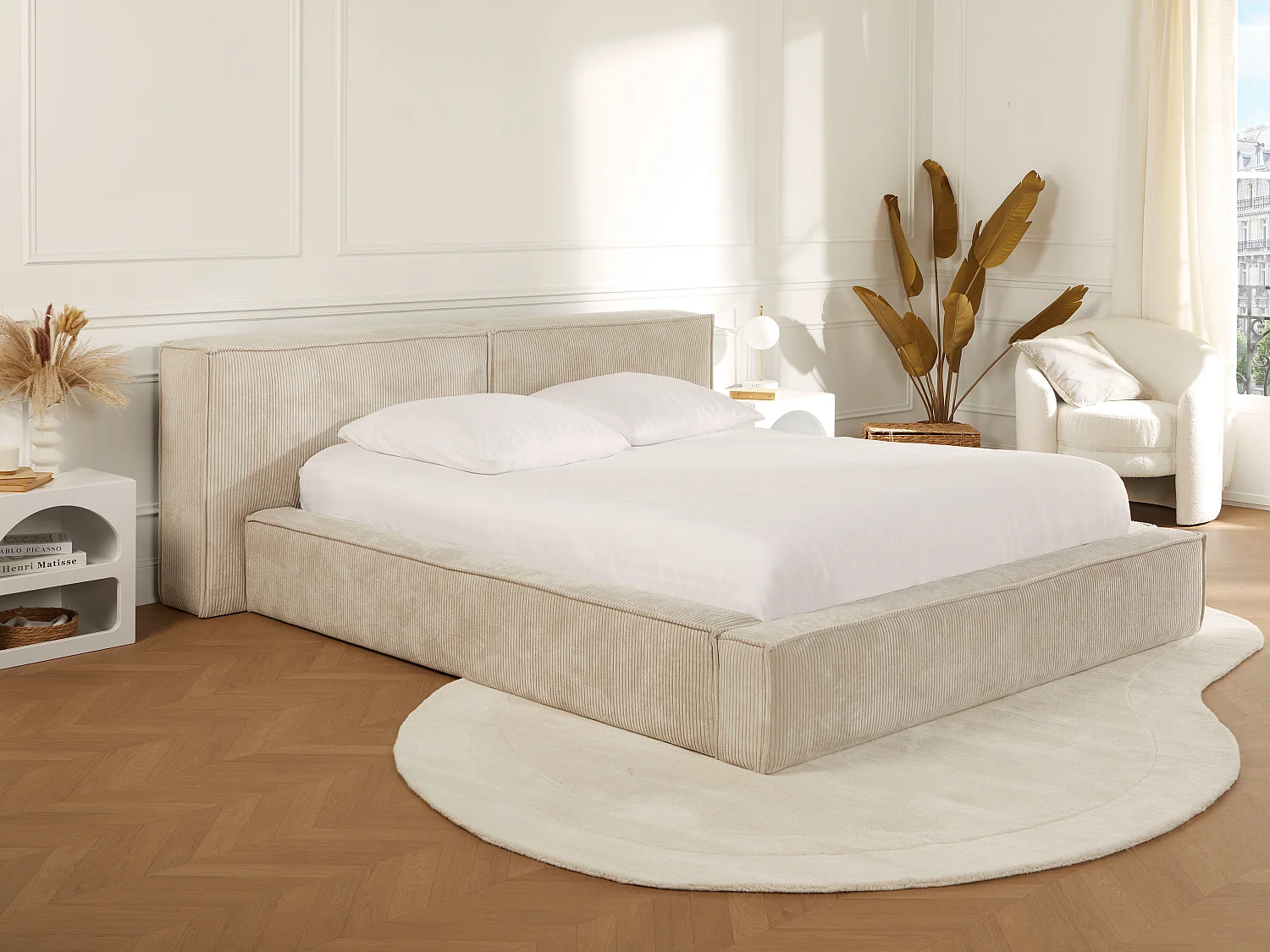 Tapis organique 100% laine fait à la main - 150 x 200 cm - 2200g/m2 - Crème - WILLOW