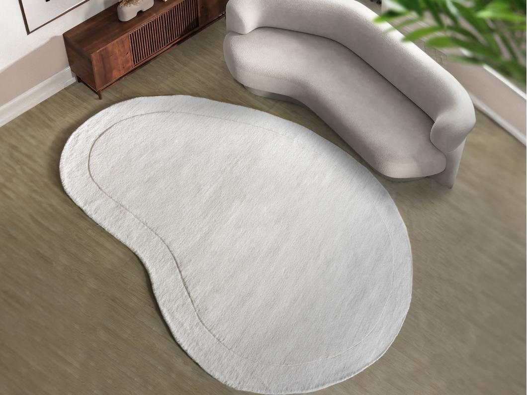 Organischer Teppich - 100 % Wolle - handgefertigt - 150 x 200 cm - 2200 g/m2 - Cremefarben - WILLOW
