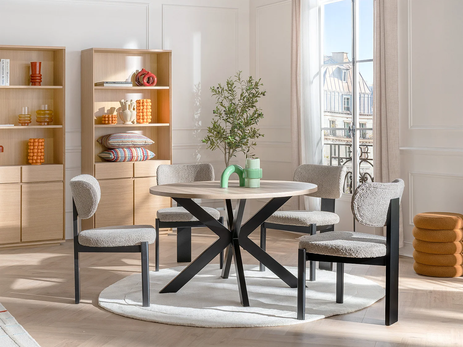 Tappeto organica tondo 200 x 200 cm 100% Lana di artigianato 2200 g/m2 Panna - WILLOW