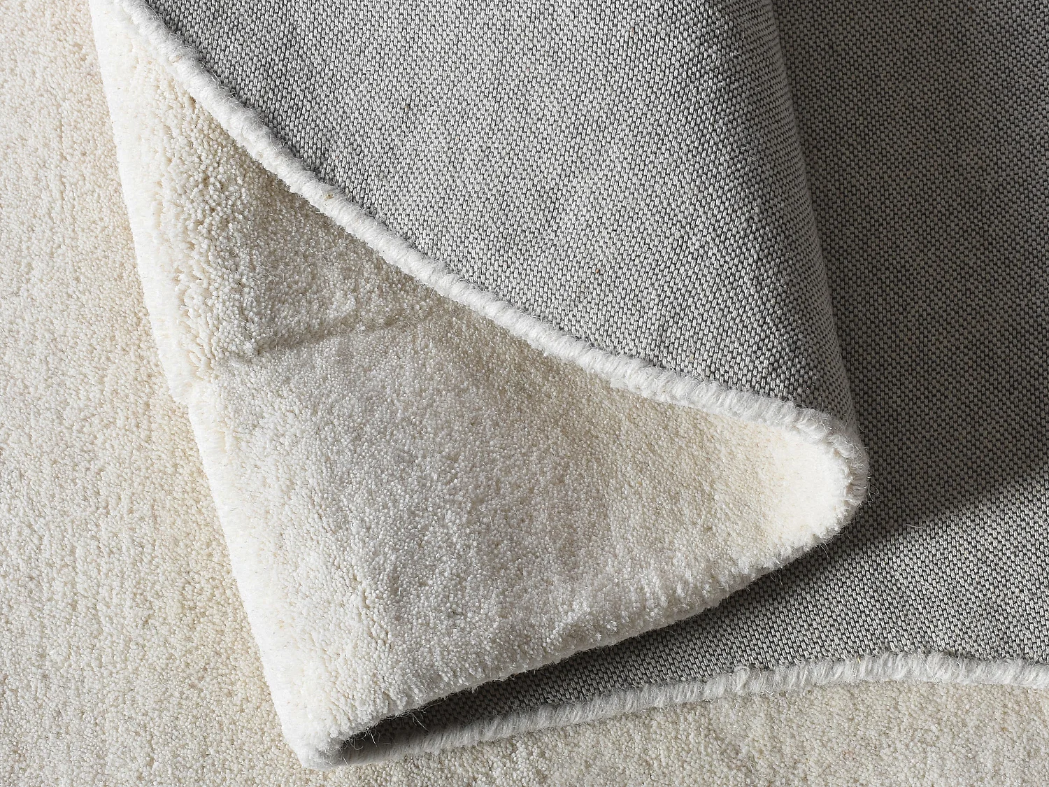 Tapis organique rond 100% laine fait à la main - 200 x 200 cm - 2200g/m2 - Crème - WILLOW