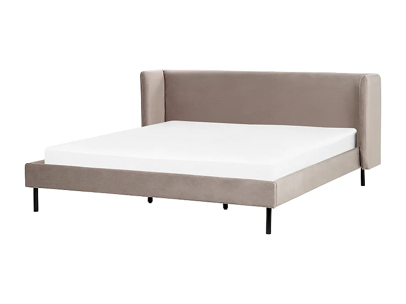 Bett mit Lattenrost Samtstoff ARETTE 180 x 200 cm Taupe