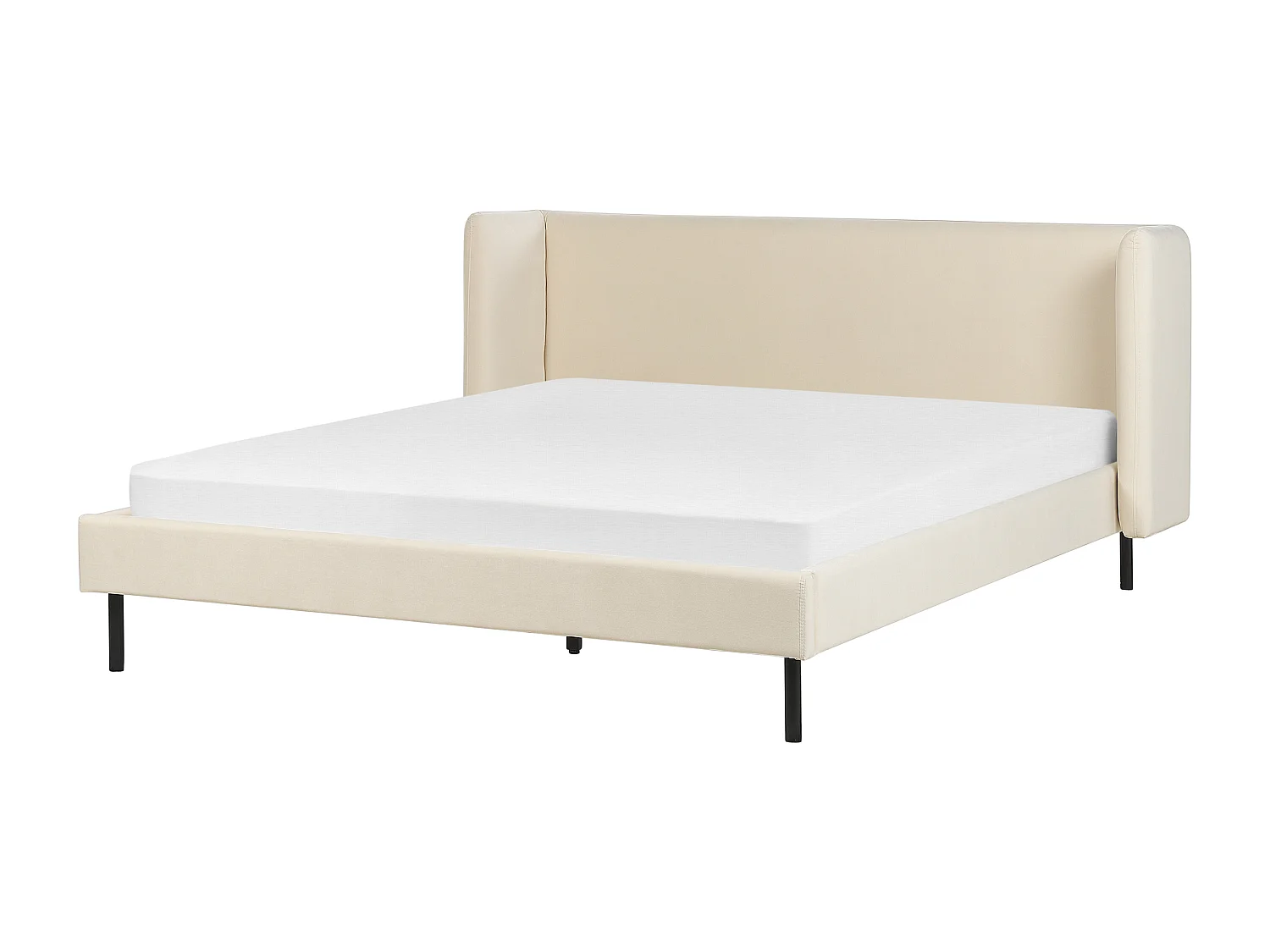 Lit avec sommier Velours ARETTE 160 x 200 cm Beige clair