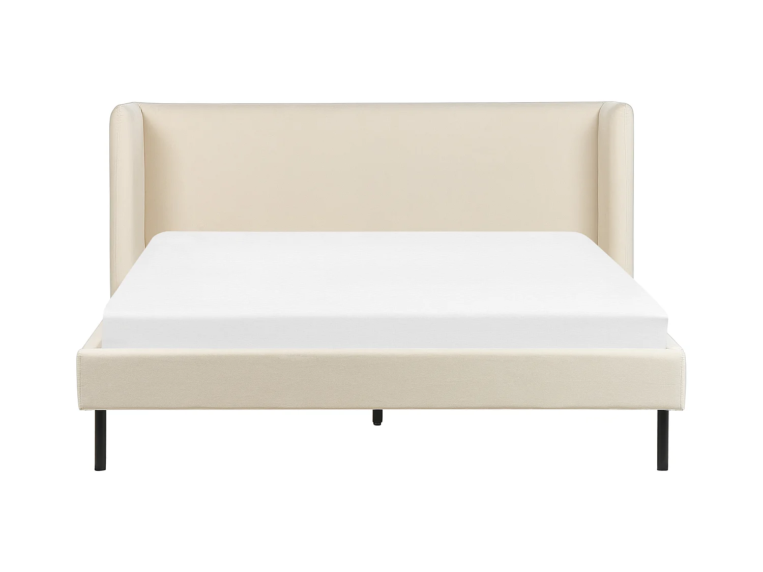 Lit avec sommier Velours ARETTE 160 x 200 cm Beige clair