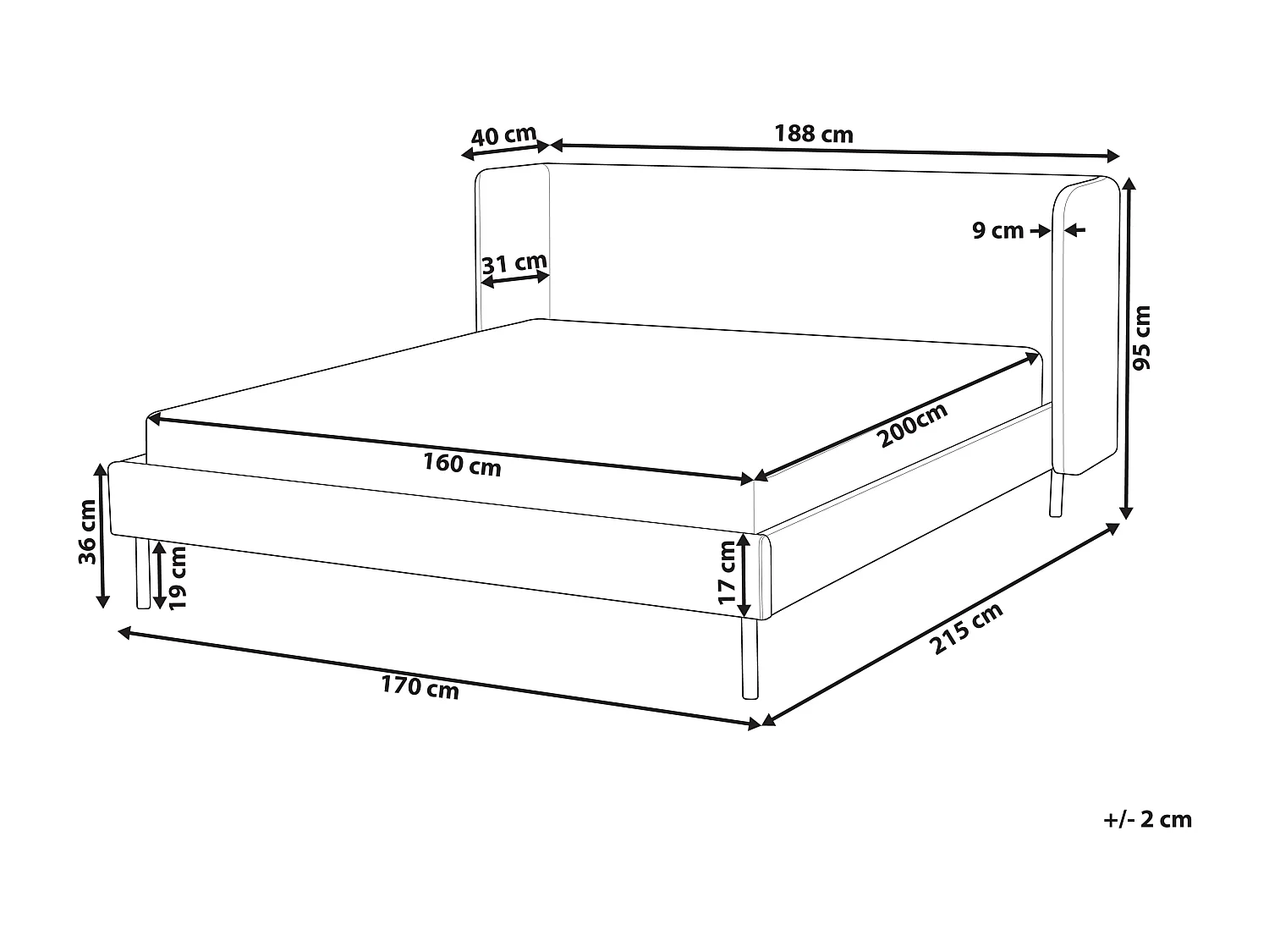 Bed Fluweel ARETTE 160 x 200 cm Lichtbeige
