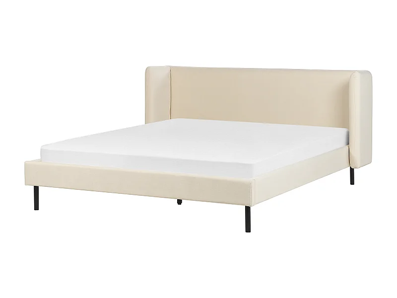 Bed Fluweel ARETTE 160 x 200 cm Lichtbeige