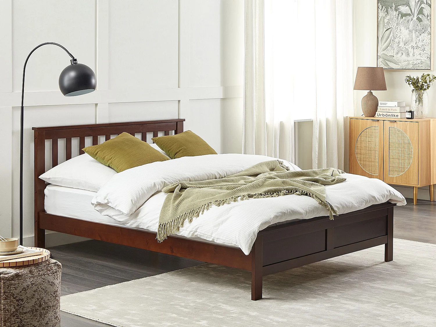 Lit avec sommier Bois de pin MAYENNE 140 x 200 cm Marron foncé