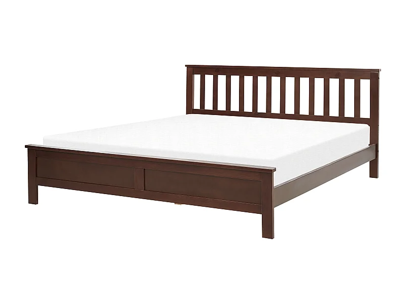 Bett mit Lattenrost Kiefernholz MAYENNE 160 x 200 cm Dunkelbraun
