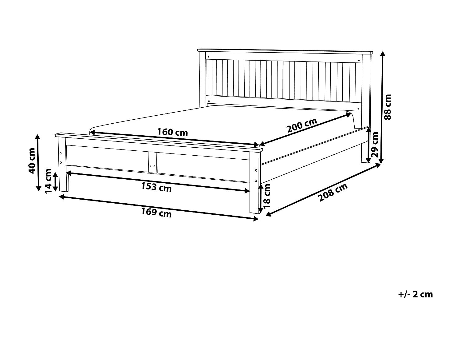 Lit avec sommier Bois de pin MAYENNE 160 x 200 cm Marron foncé