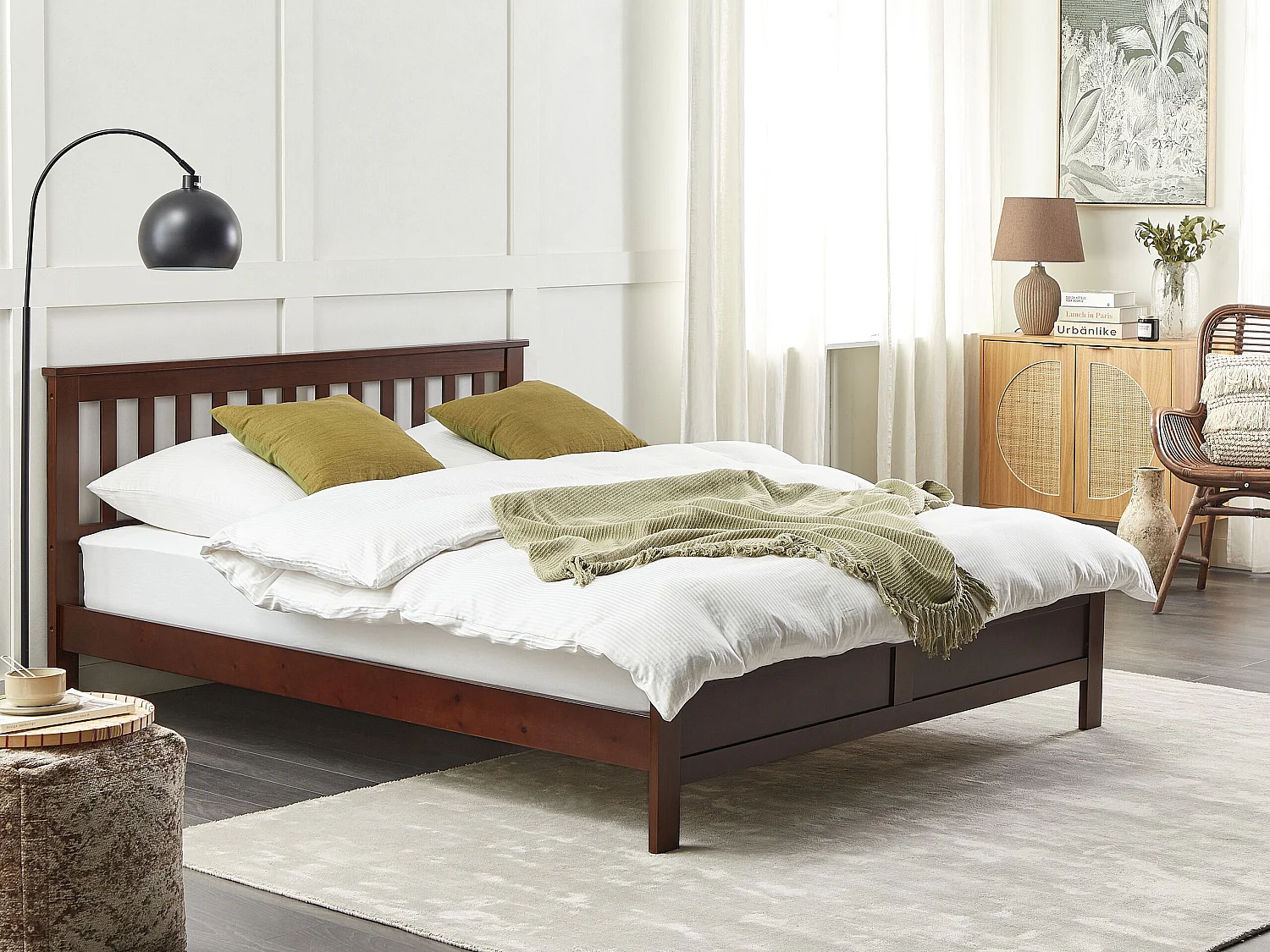 Lit avec sommier Bois de pin MAYENNE 160 x 200 cm Marron foncé
