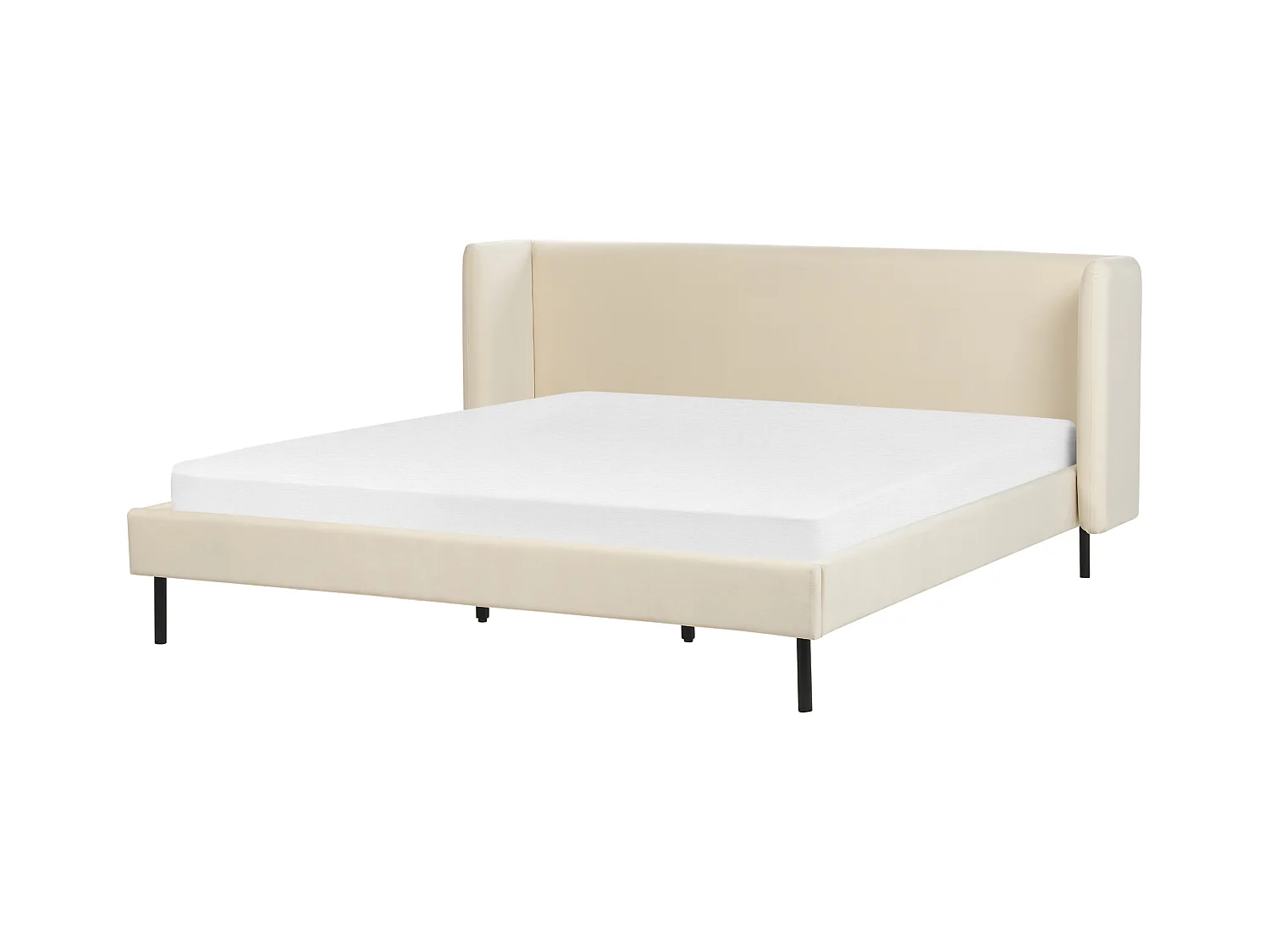 Lit avec sommier Velours ARETTE 180 x 200 cm Beige clair