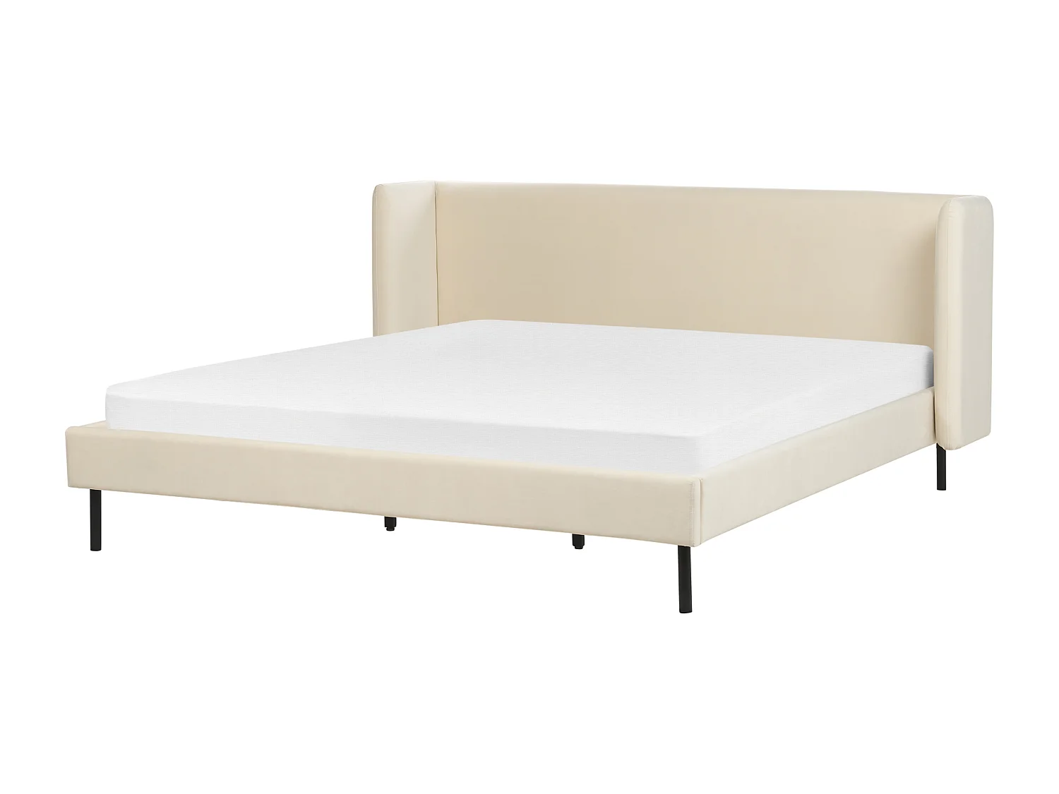Bed Fluweel ARETTE 180 x 200 cm Lichtbeige