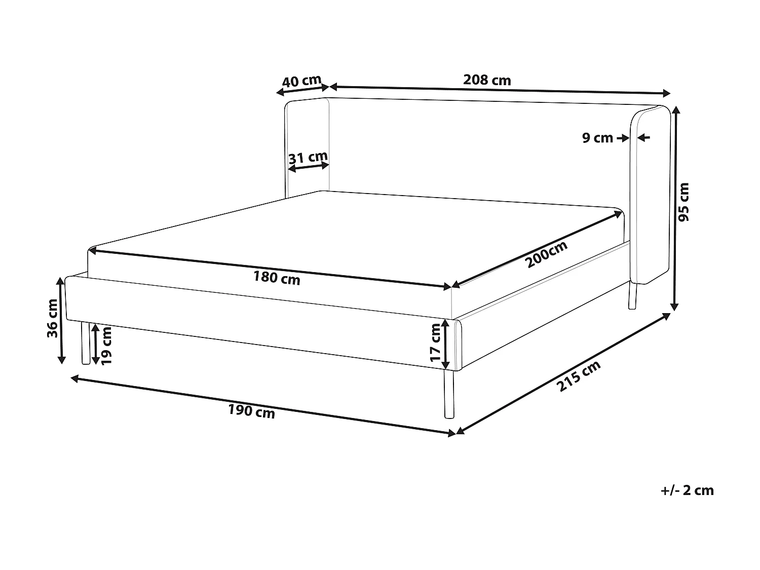 Bed Fluweel ARETTE 180 x 200 cm Lichtbeige