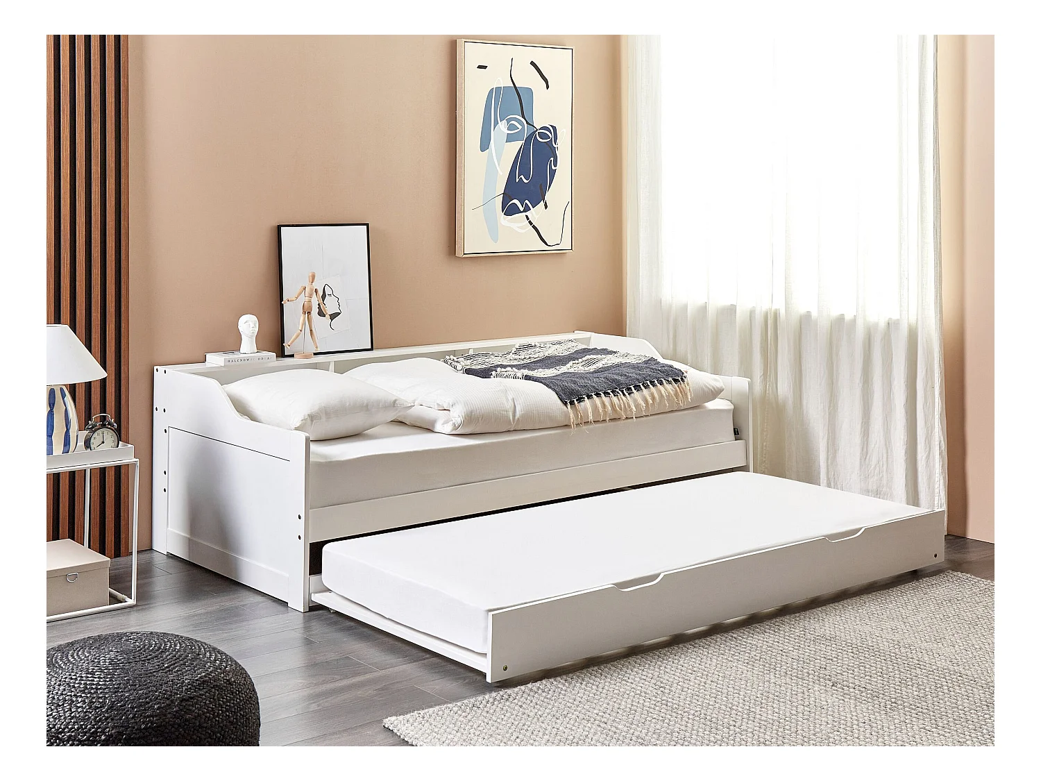 Lit gigogne Bois de pin EDERN 90 x 200 cm Blanc