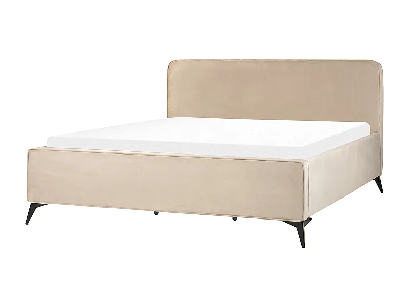 Lit avec sommier Velours VALOGNES 180 x 200 cm Taupe