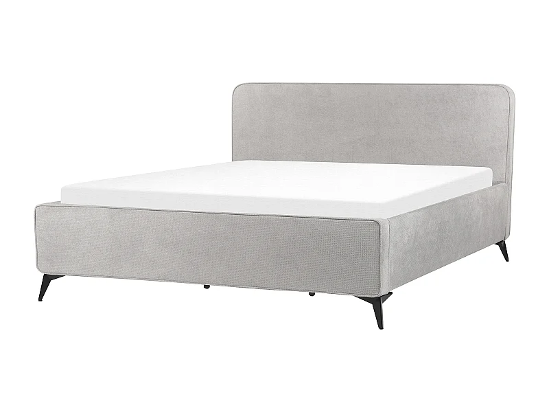 Polsterbett Stoff grau mit Lattenrost 160 x 200 cm hohes Kopfteil Retro Valognes