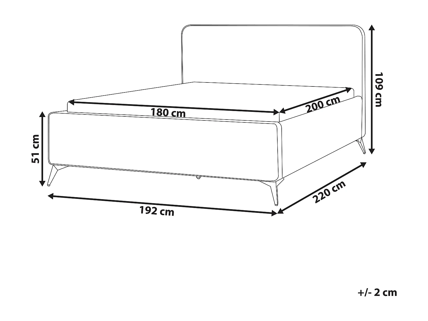 Bed Stof VALOGNES 180 x 200 cm Lichtgrijs
