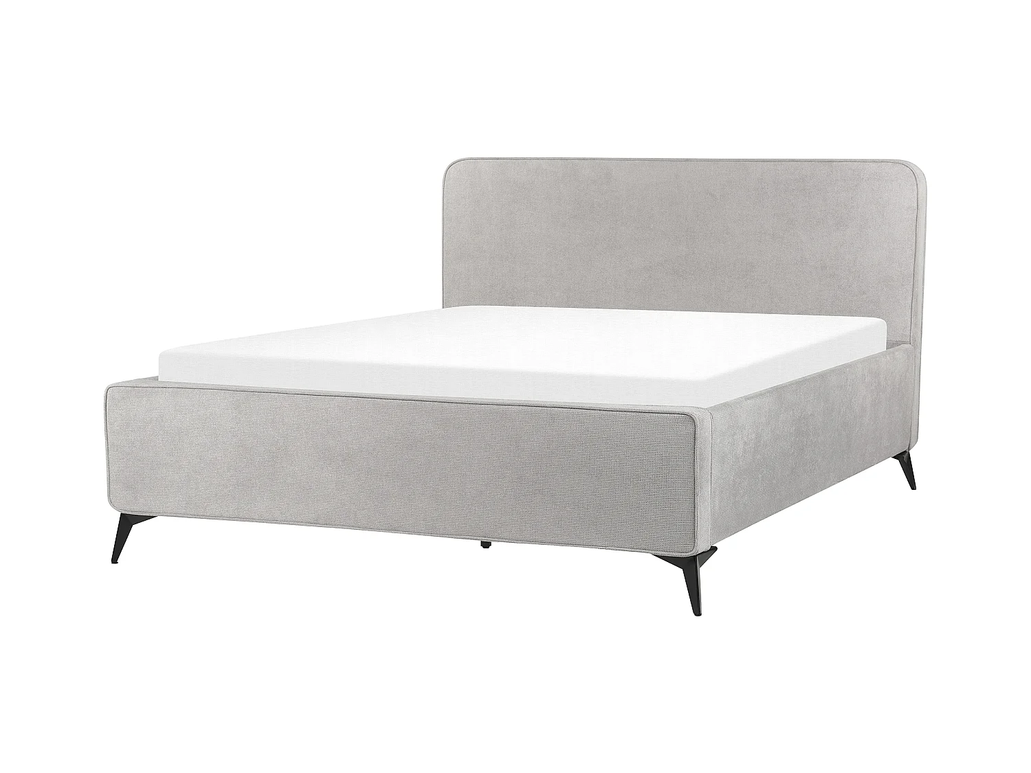 Lit avec sommier Tissu VALOGNES 160 x 200 cm Gris clair
