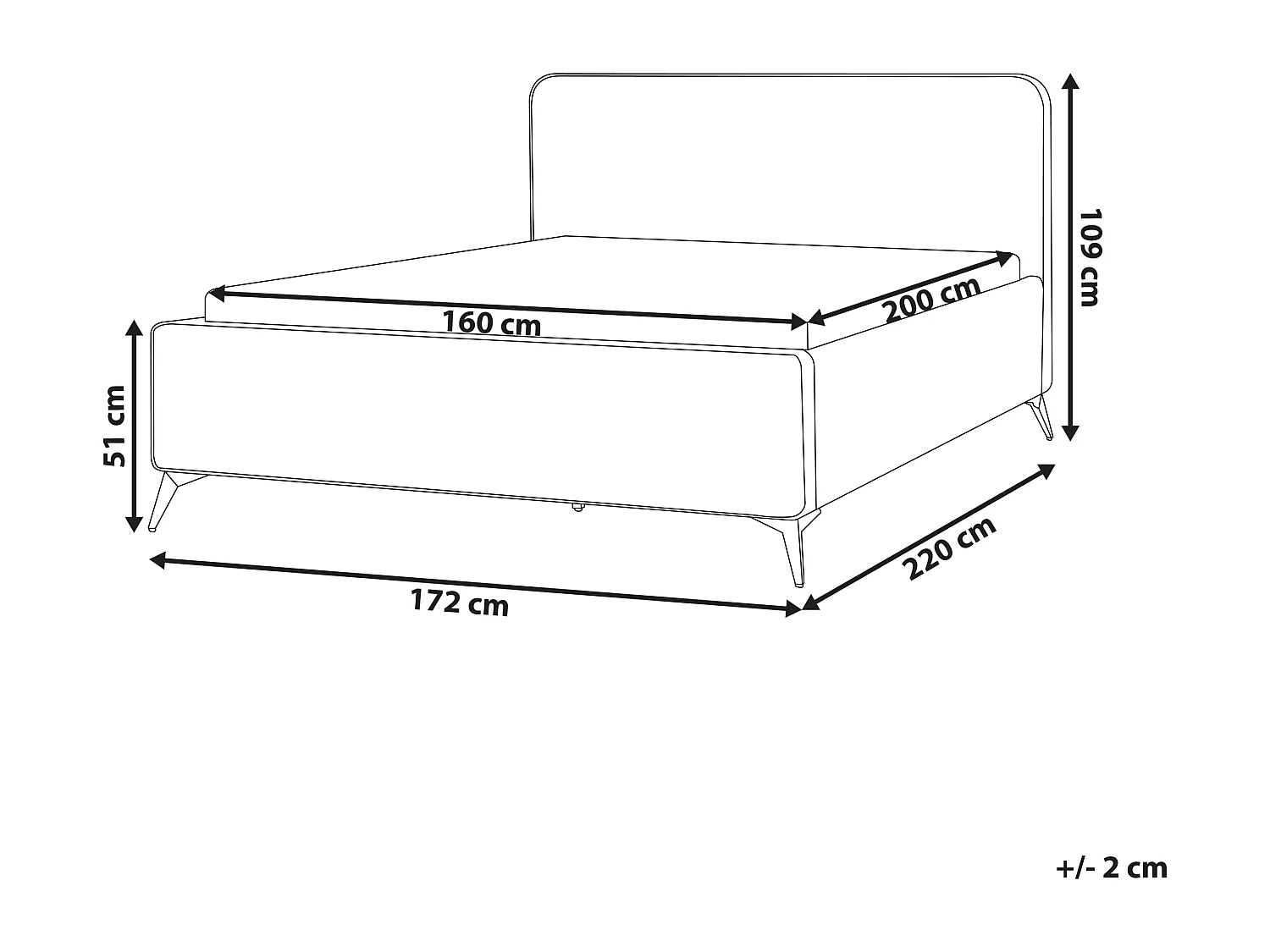 Bed Stof VALOGNES 160 x 200 cm Lichtgrijs