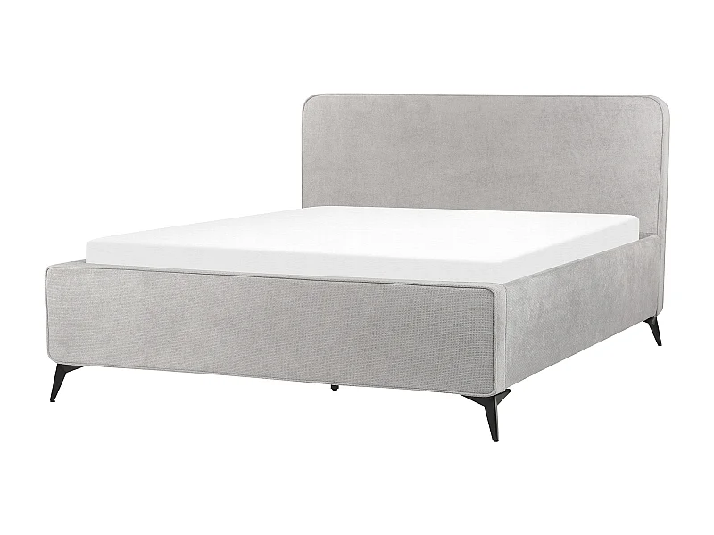 Bett mit Lattenrost Stoff VALOGNES 160 x 200 cm Hellgrau