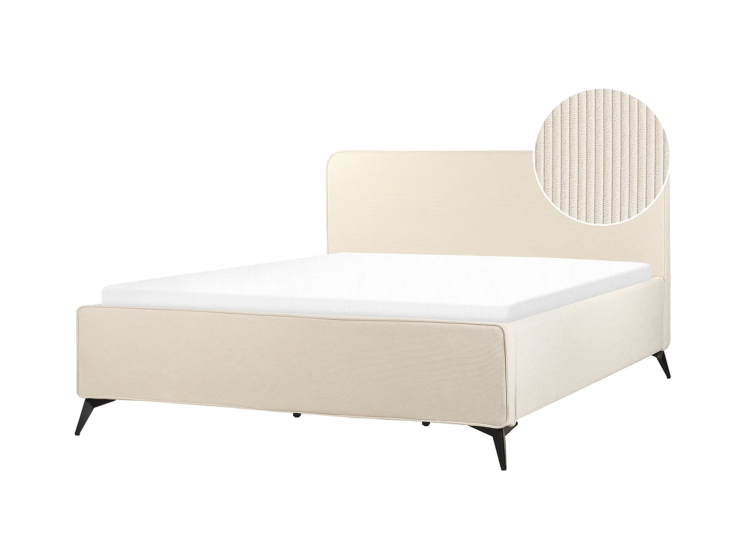 Letto Velluto a coste VALOGNES 180 x 200 cm Beige chiaro