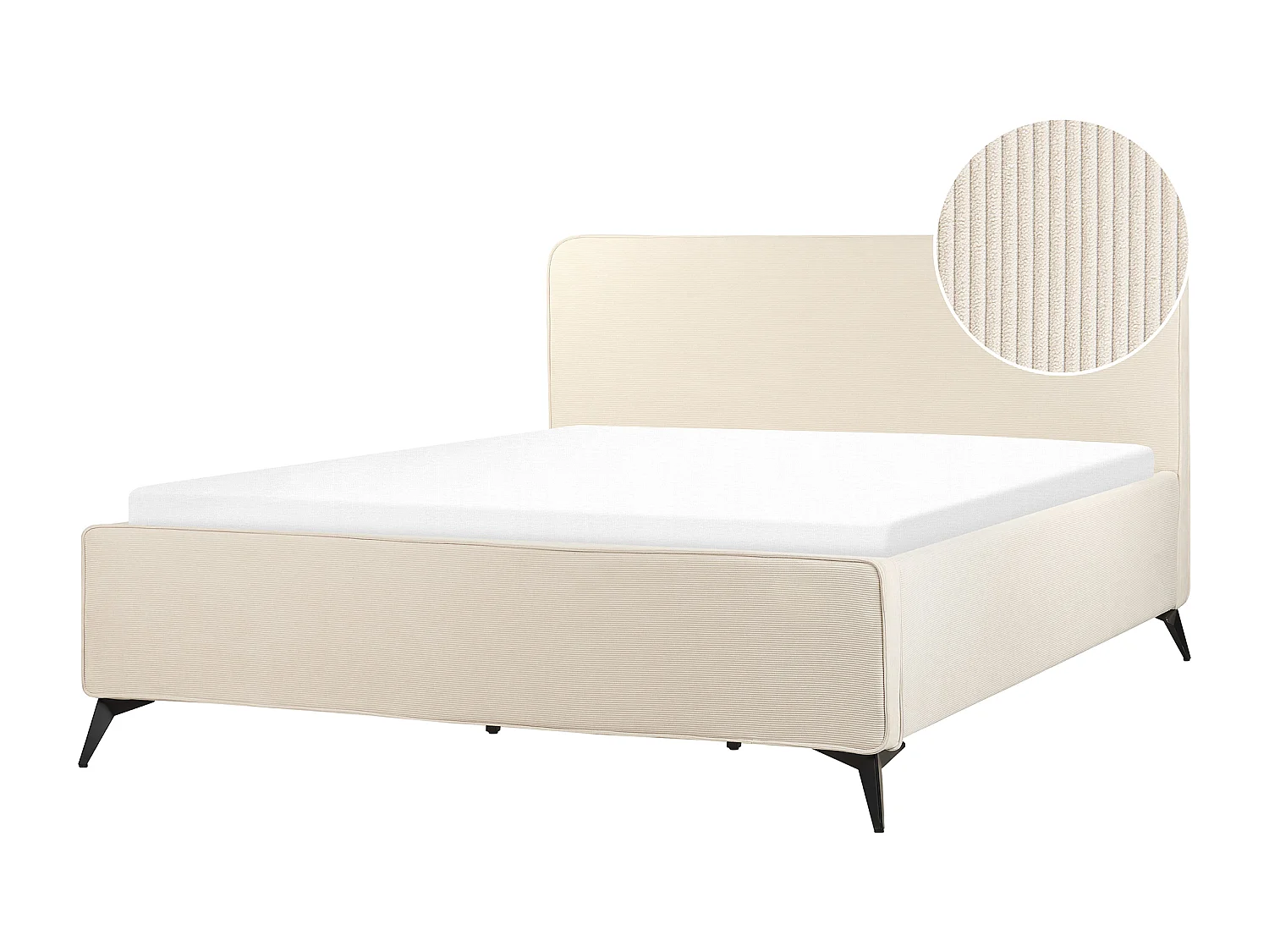 Lit avec sommier Velours côtelé VALOGNES 180 x 200 cm Beige clair