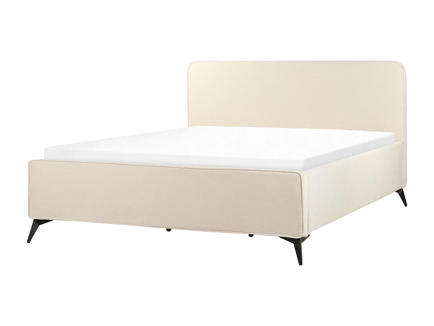 Lit avec sommier Velours côtelé VALOGNES 180 x 200 cm Beige clair