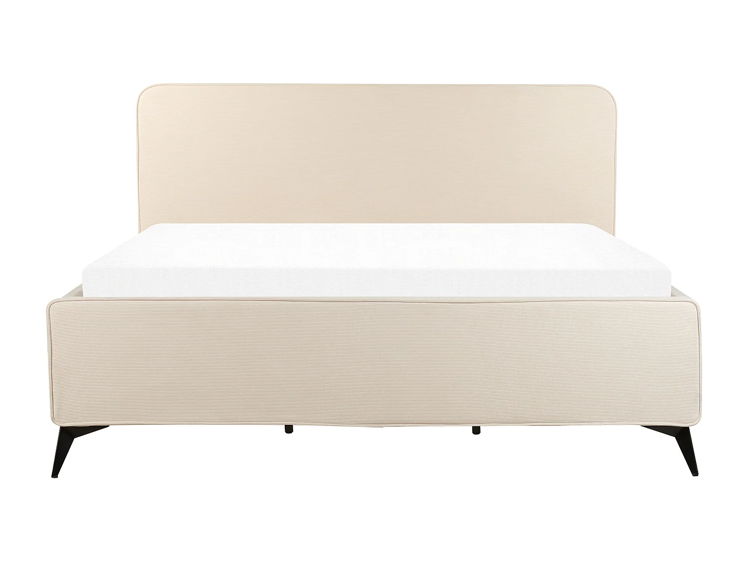 Lit avec sommier Velours côtelé VALOGNES 180 x 200 cm Beige clair