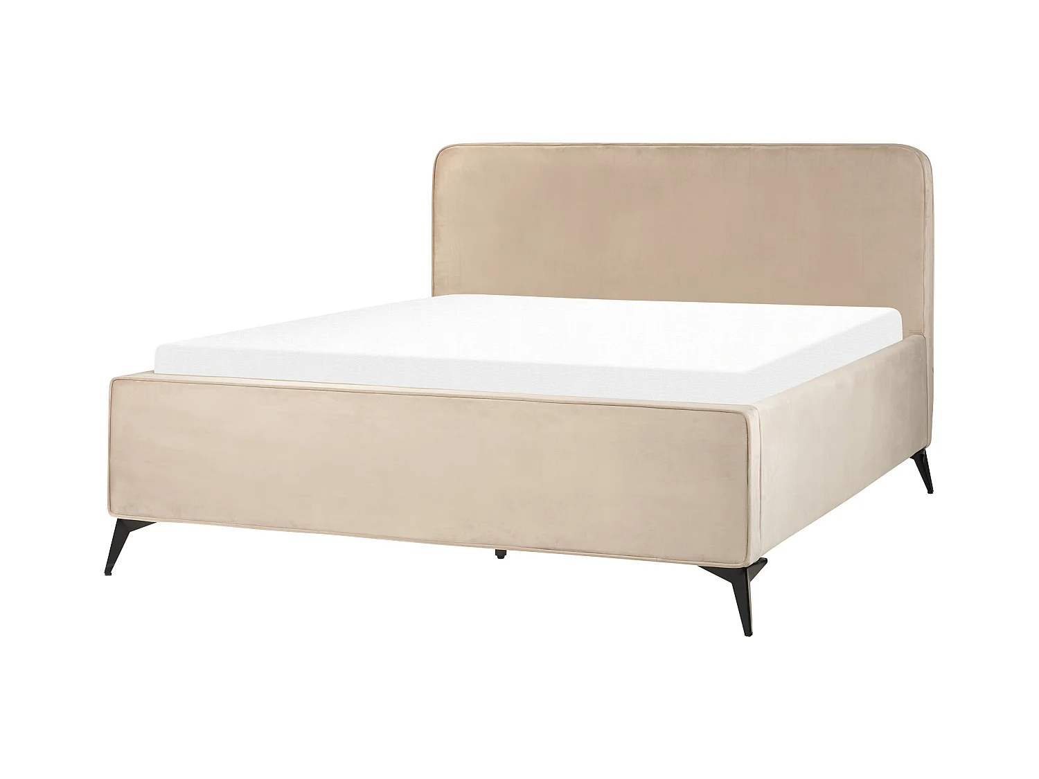 Polsterbett Samt beige taupe mit Lattenrost 160 x 200 cm hohes Kopfteil Valognes