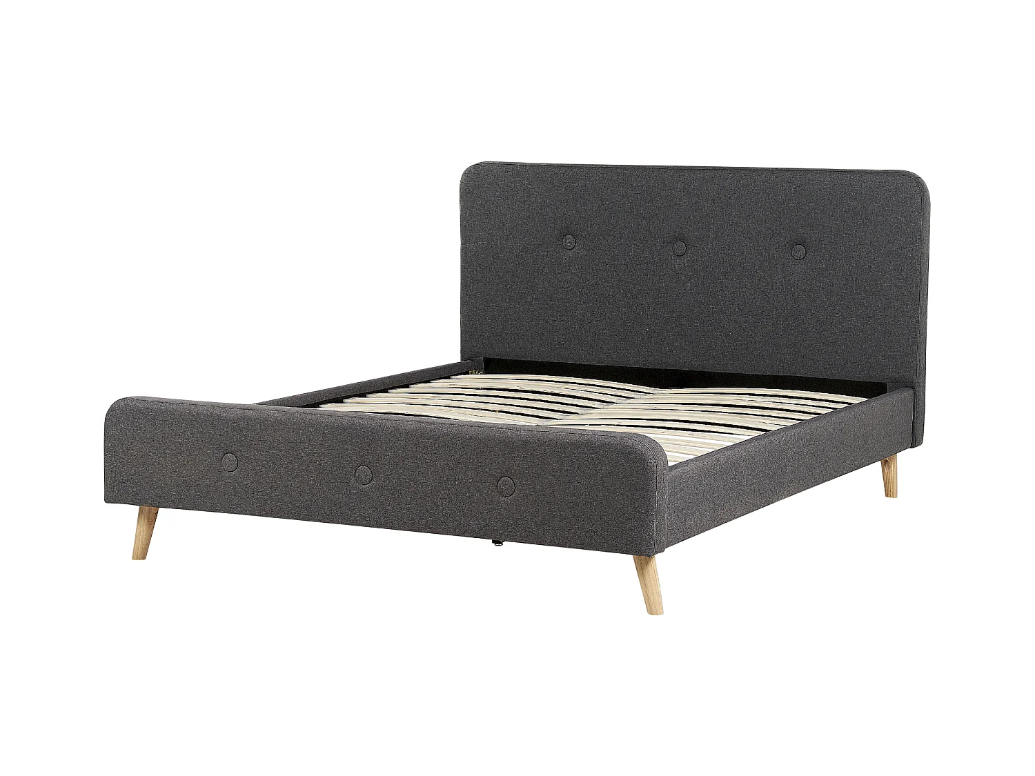 Lit avec sommier Tissu RENNES II 160 x 200 cm Gris foncé