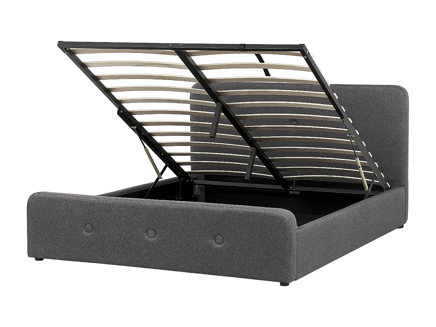 Lit ottoman Tissu RENNES 160 x 200 cm Gris foncé