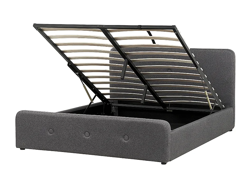 Lit ottoman Tissu RENNES 160 x 200 cm Gris foncé