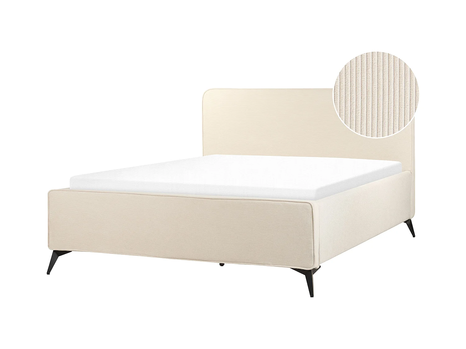 Lit avec sommier Velours côtelé VALOGNES 160 x 200 cm Beige clair