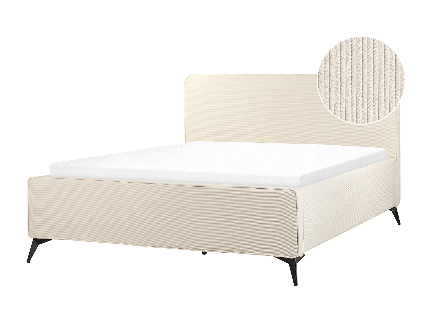 Lit avec sommier Velours côtelé VALOGNES 160 x 200 cm Beige clair