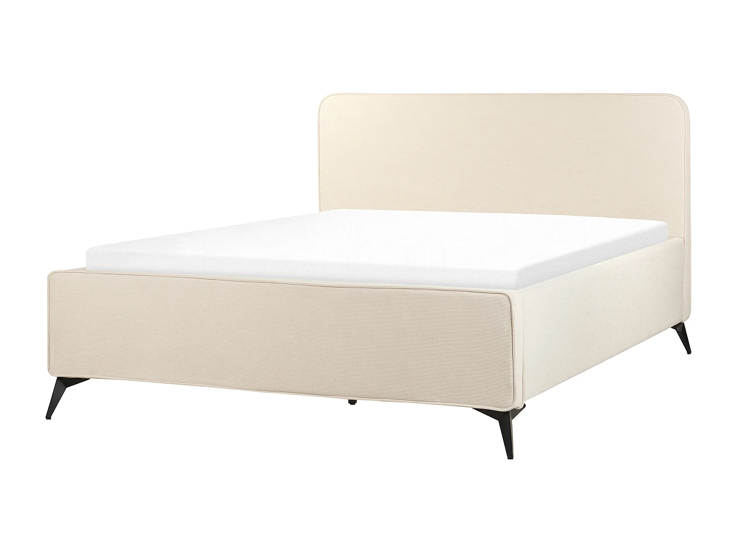 Lit avec sommier Velours côtelé VALOGNES 160 x 200 cm Beige clair