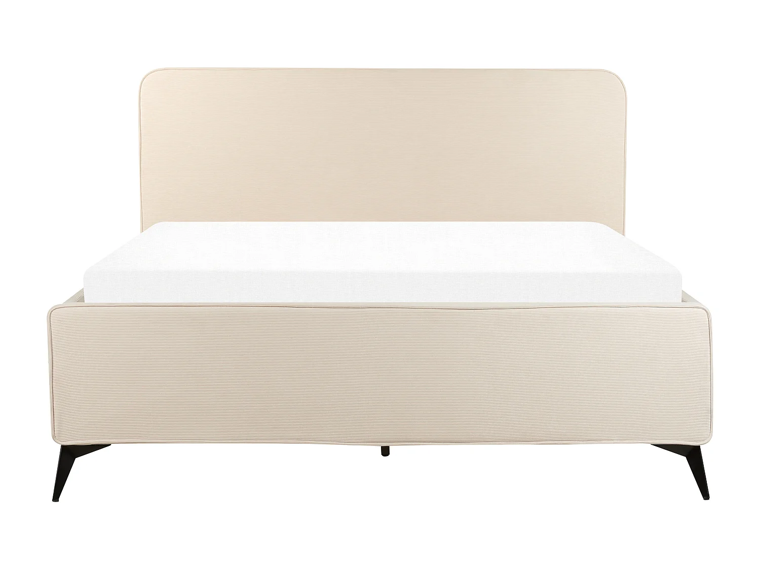Lit avec sommier Velours côtelé VALOGNES 160 x 200 cm Beige clair