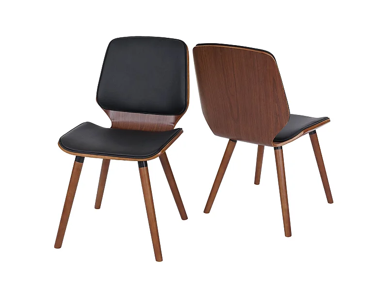 2x chaises de salle à manger en bois courbé design rétro noyer synthétique noir 04_0000216