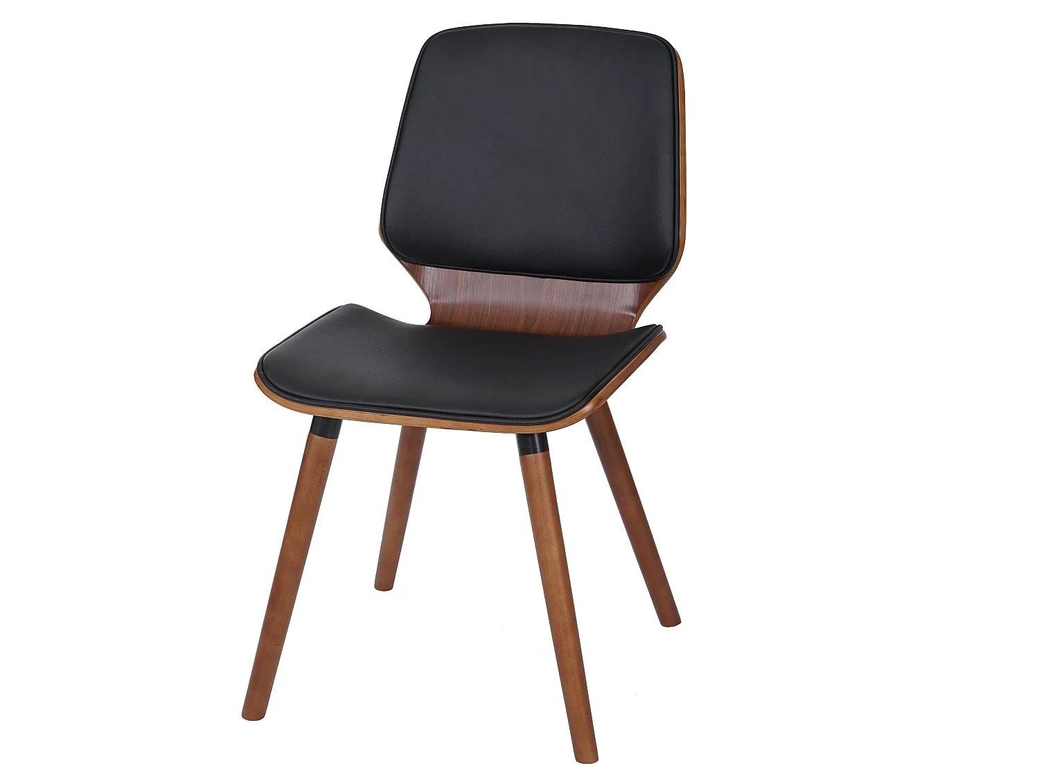 2x chaises de salle à manger en bois courbé design rétro noyer synthétique noir 04_0000216