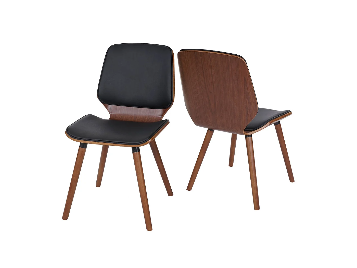 2x chaises de salle à manger en bois courbé design rétro noyer synthétique noir 04_0000216