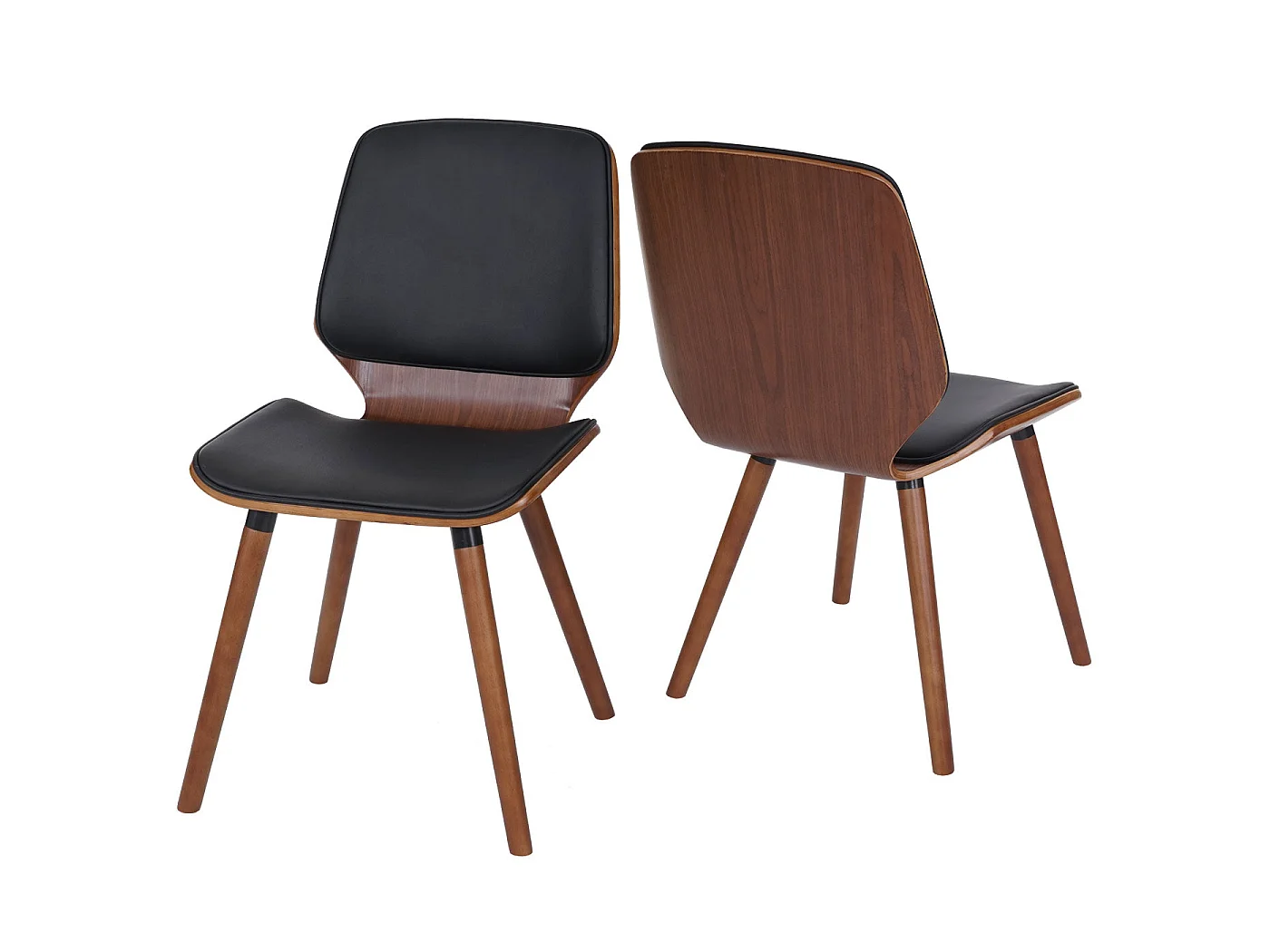 2x chaises de salle à manger en bois courbé design rétro noyer synthétique noir 04_0000216