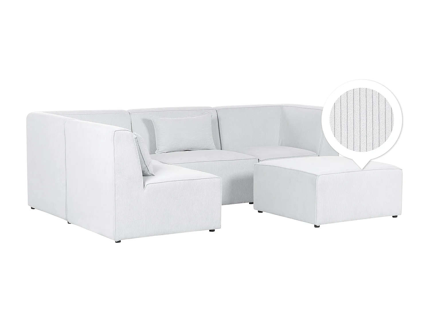 Sofá de canto modular LEMVIG Bombazine Branco creme com repousa-pés 4 lugares à direita