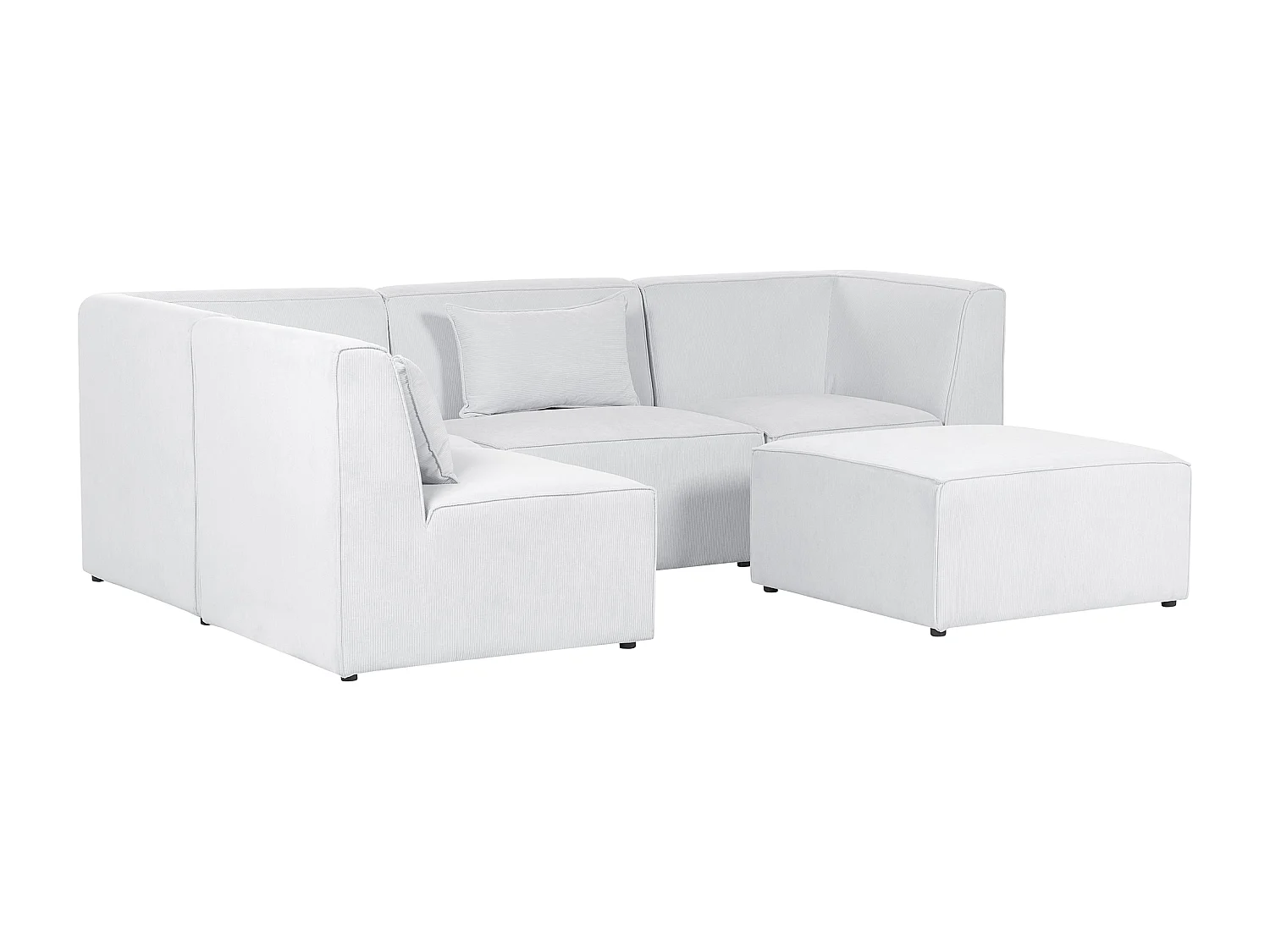 Sofá de canto modular LEMVIG Bombazine Branco creme com repousa-pés 4 lugares à direita
