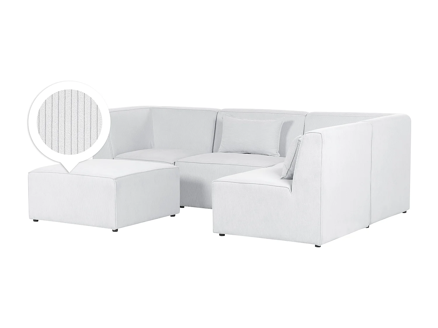 Modulaire hoekbank LEMVIG Corduroy Gebroken wit Met ottomaan 4-zitter Linkerzijde