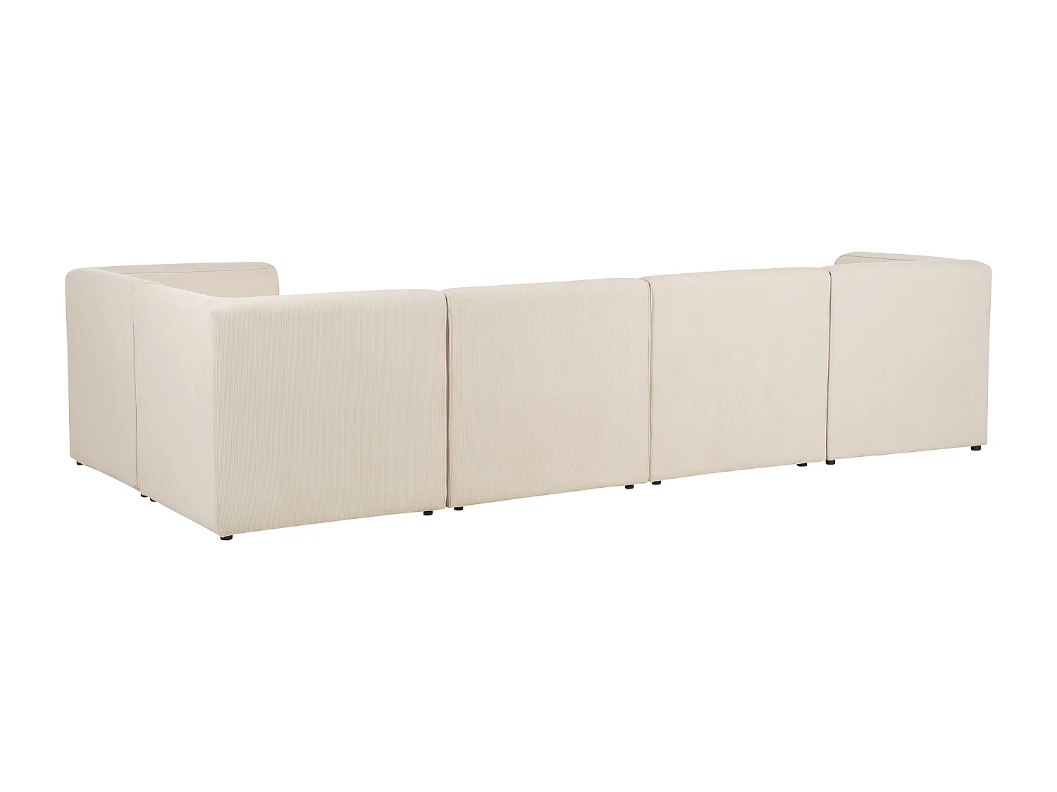Canapé d'angle modulable 5 places LEMVIG Velours côtelé Beige clair avec ottoman Côté droite